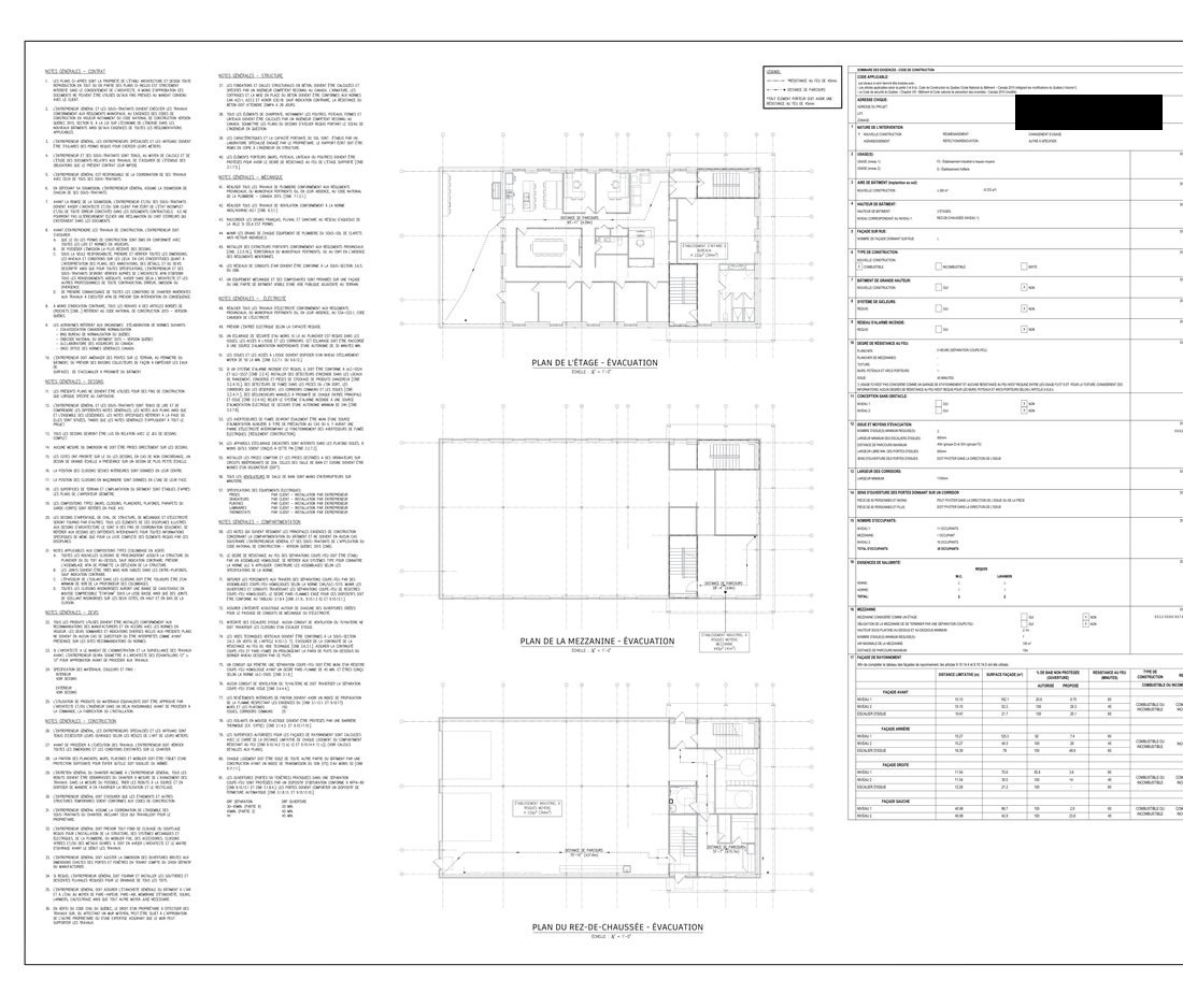 Feuille de notes générales et d’étude de code du bâtiment